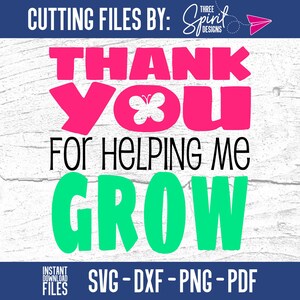 Danke für die Hilfe bei der Schmetterling SVG, Lehrer zu wachsen und Muttertag Geschenk-Idee, Cutting-Datei für Silhouette & Cricut, kommerzielle Nutzung