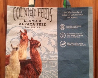 Reusable Tote Bag-LLAMA & ALPACA feed-Upcycled feed bags-llama bag-alpaca bag