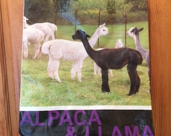 Reusable Tote Bag, alpaca/llama design, Upcycled feed bags