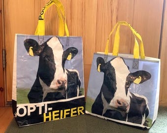 Reusable Tote Bag-OPTI-HEIFER-Upcycled feed bags