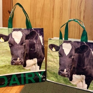 Reusable Tote Bag-DAIRY COW-Upcycled feed bags