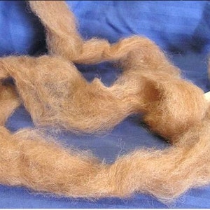 Roving -  100% alpaca, 4 oz. light fawn color, all natural fibers, superfine lofty style roving