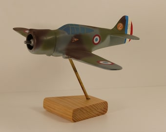 Solid wood aircraft model handmade and painted Curtiss H 75 A Ech 1/48 Battle of France May-June 1940