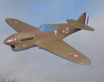 Curtiss P40 F GC II/5 Lafayette-vliegtuigmodel in massief hout en 3D-harsprint Schaal 1/48