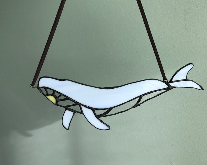 Stained Glass Whale Suncatcher/stain Glass Decor/ Glass Art/ Artisan