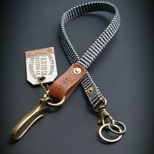 Stripe Denim, Wallet Chain, Keychain, Wallet Chain, Key Chain, Biker Chain, Men's Accessories, Biker, Fish hook Lanyard, Cafe Racer,