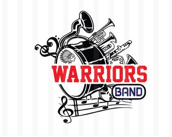 Warriors Marching Band Drum Svg , Warriors band svg, Band Svg, Band Mom svg, Music note svg, Warriors mascot, Marching Band svg, Band