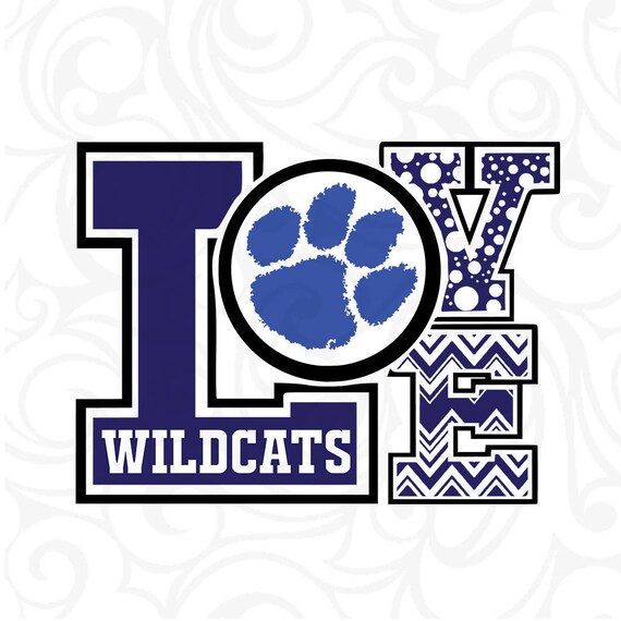 Wildcats Love Svg Wildcats Svg Wildcats Paw Svgwildcats Etsy
