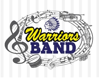Warriors Marching Band Drum Svg , Warriors band svg,Band Svg ,Band Mom svg, Music note svg ,Warriors mascot , Marching Band svg, Band