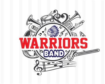 Warriors Marching Band Drum Svg , Warriors band svg, Band Svg, Band Mom svg, Music note svg, Warriors mascot, Marching Band svg, Band