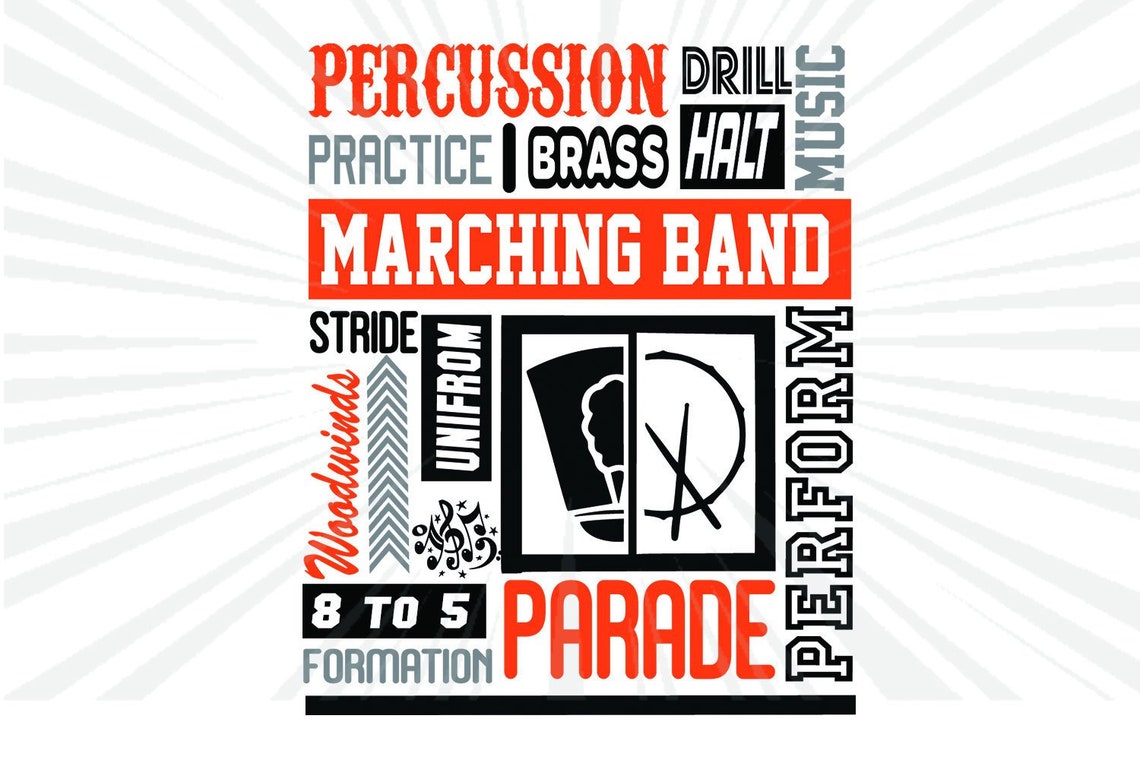 Marching Band SVG Word Art Svg Dxf Eps Subway Art Cut File Etsy