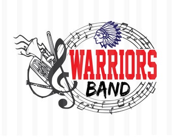 Warriors Marching Band Drum Svg , Warriors band svg, Band Svg, Band Mom svg, Music note svg, Warriors mascot, Marching Band svg, Band