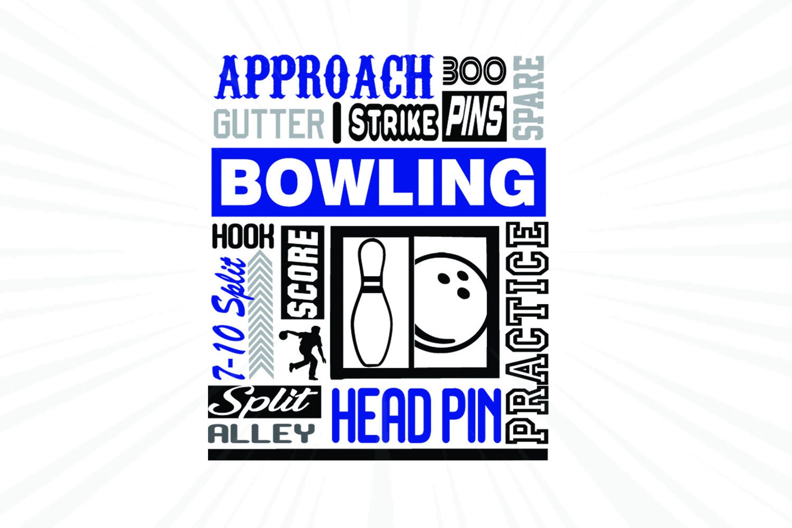 Bowling SVG Word art Svg Dxf Eps Subway art cut file Cricut | Etsy