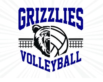 Grizzlies SVG, Volleyball SVG, Grunge Grizzlies Volleyball Design, Distressed Svg, Cricut Cut Files, Silhouette Cut Files,Cutting Files