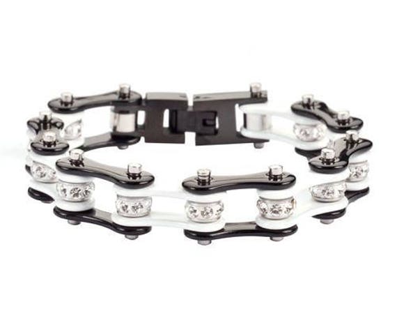 Bike chain bracelet shop with crystals