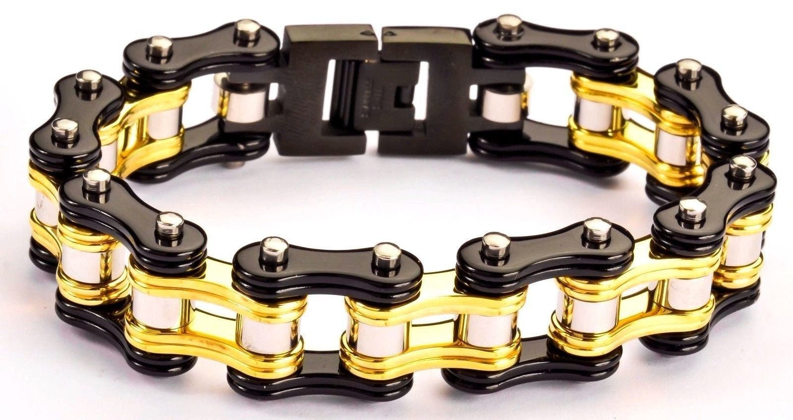 Heavy Metal Men's Stainless Steel Double Link Siver Black