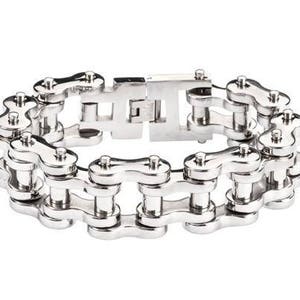 All Stainless 1 inch Wide THICK LINK Men's Stainless Steel Motorcycle Chain Bracelet