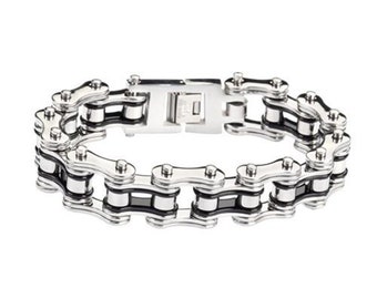 Heavy metal bicicleta cadena joyería 9 "Steampunk bicicleta cadena pulsera acero inoxidable negro plata motocicleta