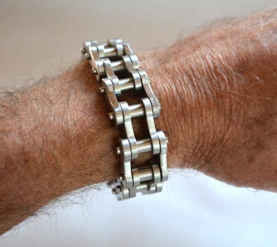Brushed Finish 3/4 Inch Wide Thick Link Men's Stainless Steel