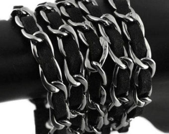 Heavy Metal de la cadena de acero inoxidable de la cadena de cuero del vendedor de EE.UU.!