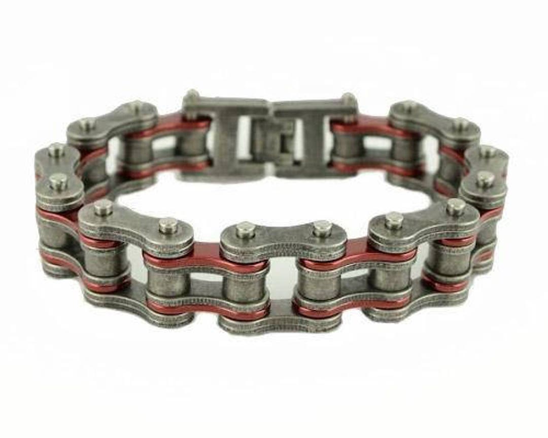 Stainless Steel 3/4 Inch Wide Two Tone Distressed/candy Red
