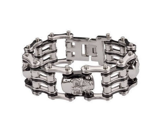 Motorradkette Kettenglied Armreif Silber OSTAN Herren Armband Edelstahl - Motorradkette Design Für Einen Coolen Look Silbernes Armband Männer