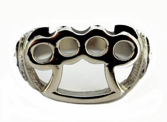 Heavy Metal Brass Knuckles Design Ring Stainless Steel Knock Out