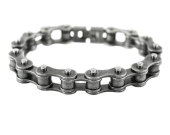 Heavy Metal Bike Chain Pulsera desgastada look a estrenar acero inoxidable motocicleta ropa desgaste