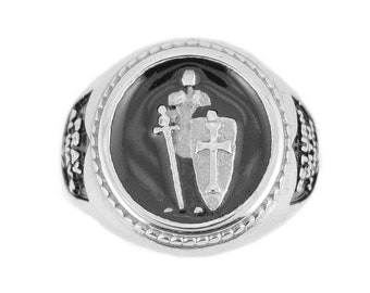 Oración de metal pesado siempre armadura de Dios anillo de acero inoxidable anillo religioso