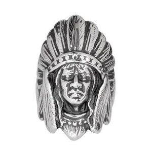 Gents Indian Head Ring  Stainless Steel Motorcycle Jewelry