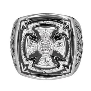 80S　SS　リング　合金　G＆S　22号くらい　ヘルズエンジェルズ　バイカー Vintage 1980's Crosses G&S Biker Ring - Size 7 - Etsy
