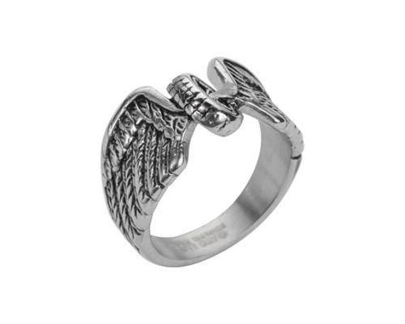 Ladies Keep Us Safe Ring Wheel With Wings Stainless Steel Motorcycle Jewelry