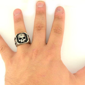 Heavy Metal SK1024 Skull With Eagles On Side Ring Stainless Steel Sizes 9-15