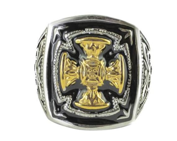SK1781 Gents Gold Edition Florenzada Cross Ring Stainless Steel
