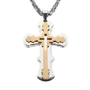 Collana Con Croce MERTTURM Da Uomo, Grande Ciondolo A Forma Di Croce Pesante In Acciaio Inox Larghezza S 484833 - Foto 7