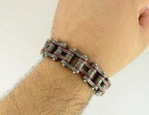 Stainless Steel 3/4 Inch Wide Two Tone Distressed/candy Red