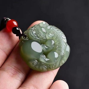 Brave Troops Jade, Jade Pixiu Pendant In Antique Chinese Necklaces & Pendants, Rare Chinese Antique Hetian Jade