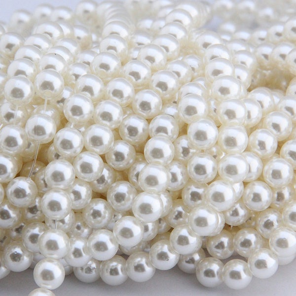 White imitation pearl beads, Acrylic Pearl Bead, Faux Cream Pearl, Bulk Bead, 4mm 8mm 10mm 12mm 16mm 18mm 20mm Cream Pearl, ABS215
