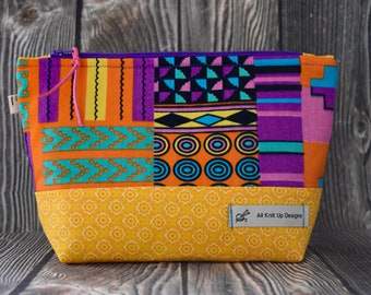 Sock Knitting Project Bag, Crochet Yarn Sack, Small Knitting Bag, Knitting Accessories Bag, Yarn Bag, Knitting Bag, Organizer Bag, Geometric