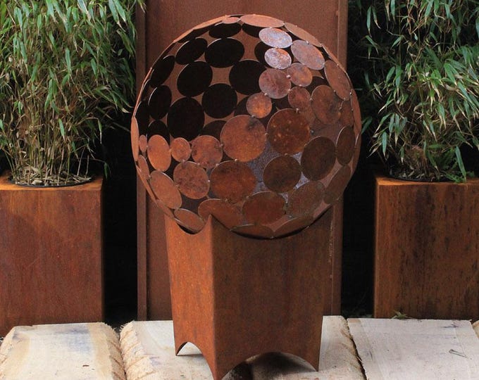 Fireplace - "Big Ball with low Base" - Modern Outdoor Ornament
