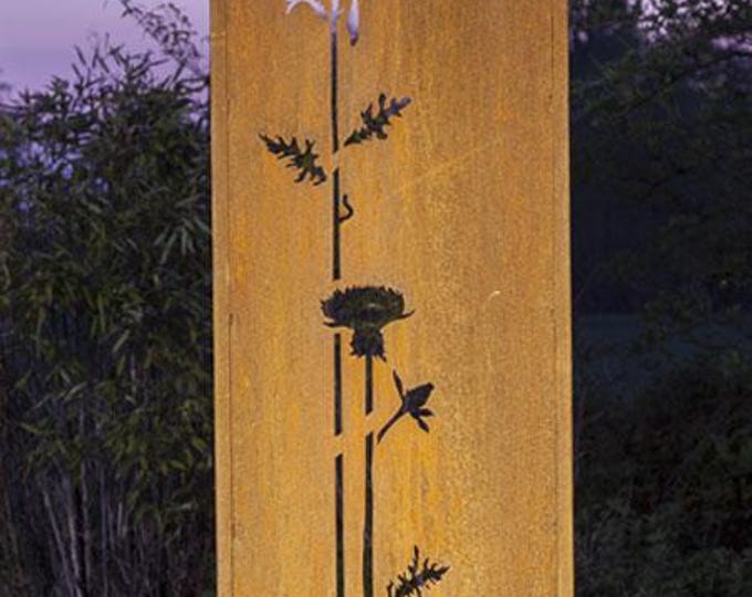 Steel Garden Wall - "Safflower" - Modern Outdoor Ornament
