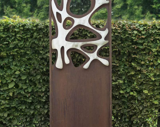 Steel Garden Wall - "Stainless Steel 1" - Modern Outdoor Ornament
