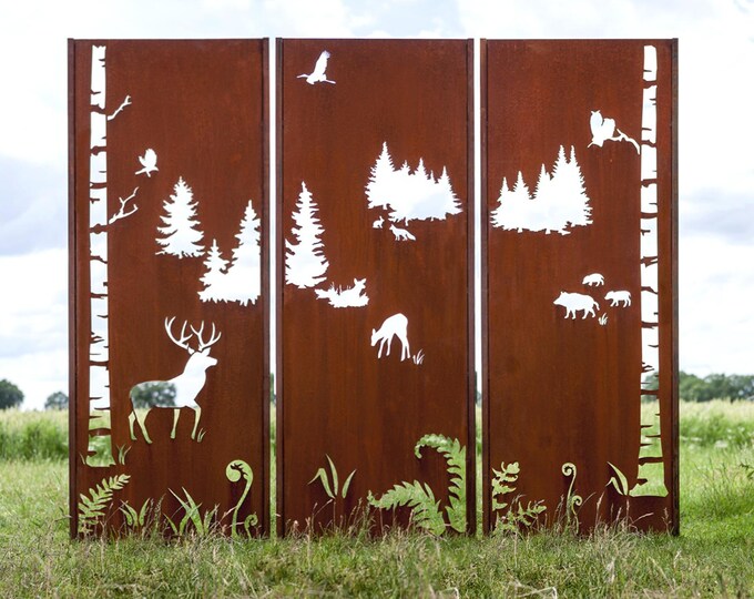 Steel Garden Wall - "Tripychon Forest" - Modern Outdoor Ornament