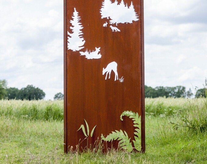 Steel Garden Wall - "Forest 2" - Modern Outdoor Ornament