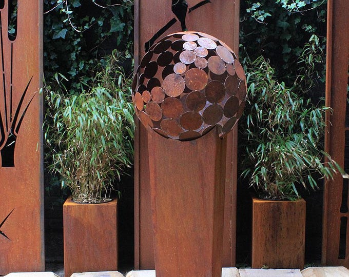 Fireplace - "Big Ball with high Base" - Modern Outdoor Ornament