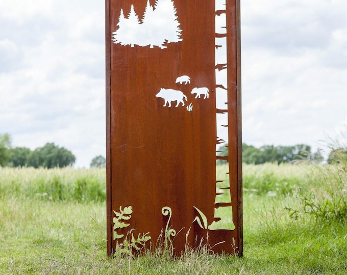 Steel Garden Wall - "Forest 1" - Modern Outdoor Ornament