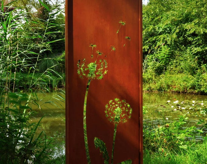 Steel Garden Wall - "Dandeleon 2" - Modern Outdoor Ornament