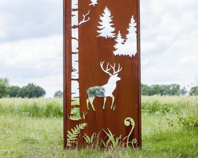 Steel Garden Wall - "Forest 3" - Modern Outdoor Ornament