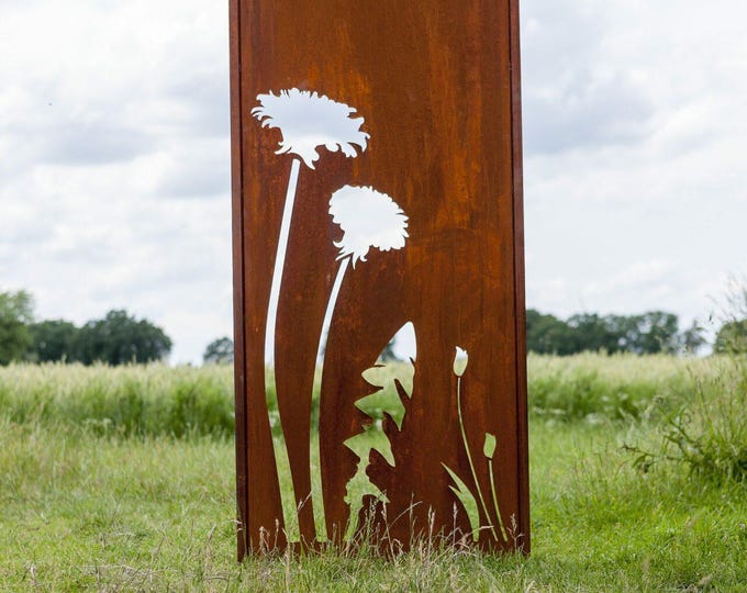 Steel Garden Wall - "Flower 3" - Modern Outdoor Ornament