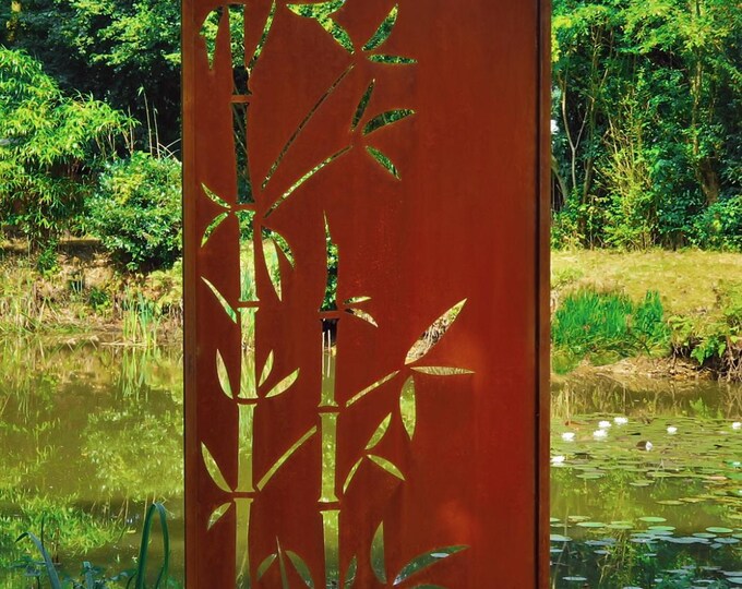 Steel Garden Wall - "Bamboo 2" - Modern Outdoor Ornament